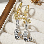 14k Cat Drop Earrings