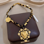 18k Vintage Leopard Print Heart Necklace