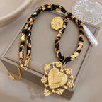 18k Vintage Leopard Print Heart Necklace