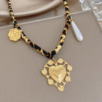 18k Vintage Leopard Print Heart Necklace