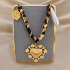 18k Vintage Leopard Print Heart Necklace