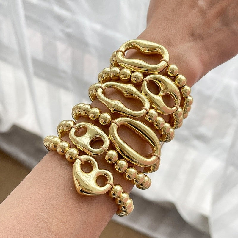 18k Chunky Link Beaded Bracelet