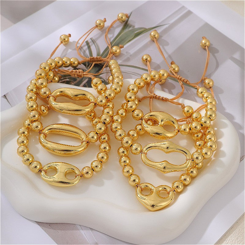 18k Chunky Link Beaded Bracelet