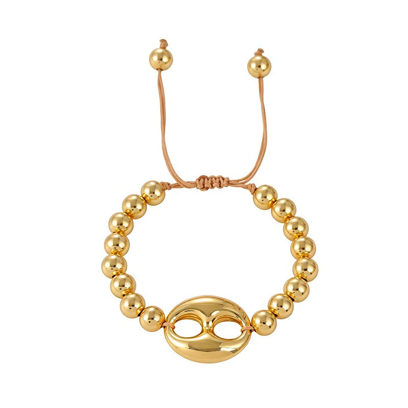 18k Chunky Link Beaded Bracelet
