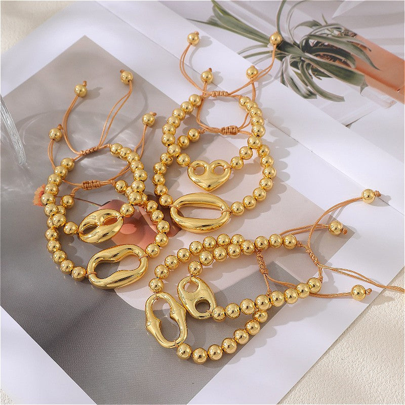 18k Chunky Link Beaded Bracelet