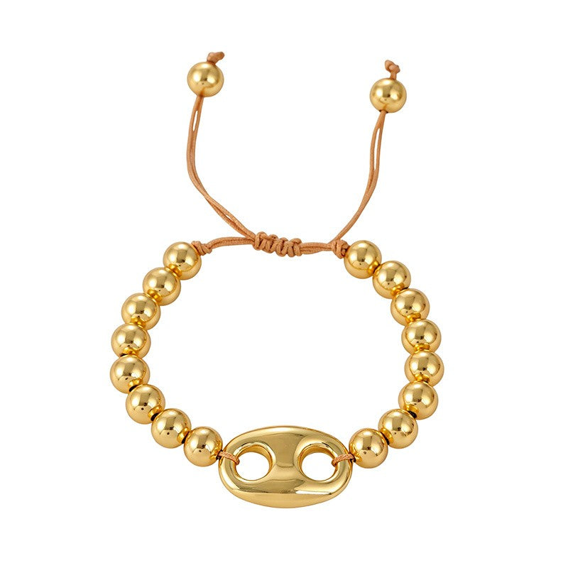 18k Chunky Link Beaded Bracelet