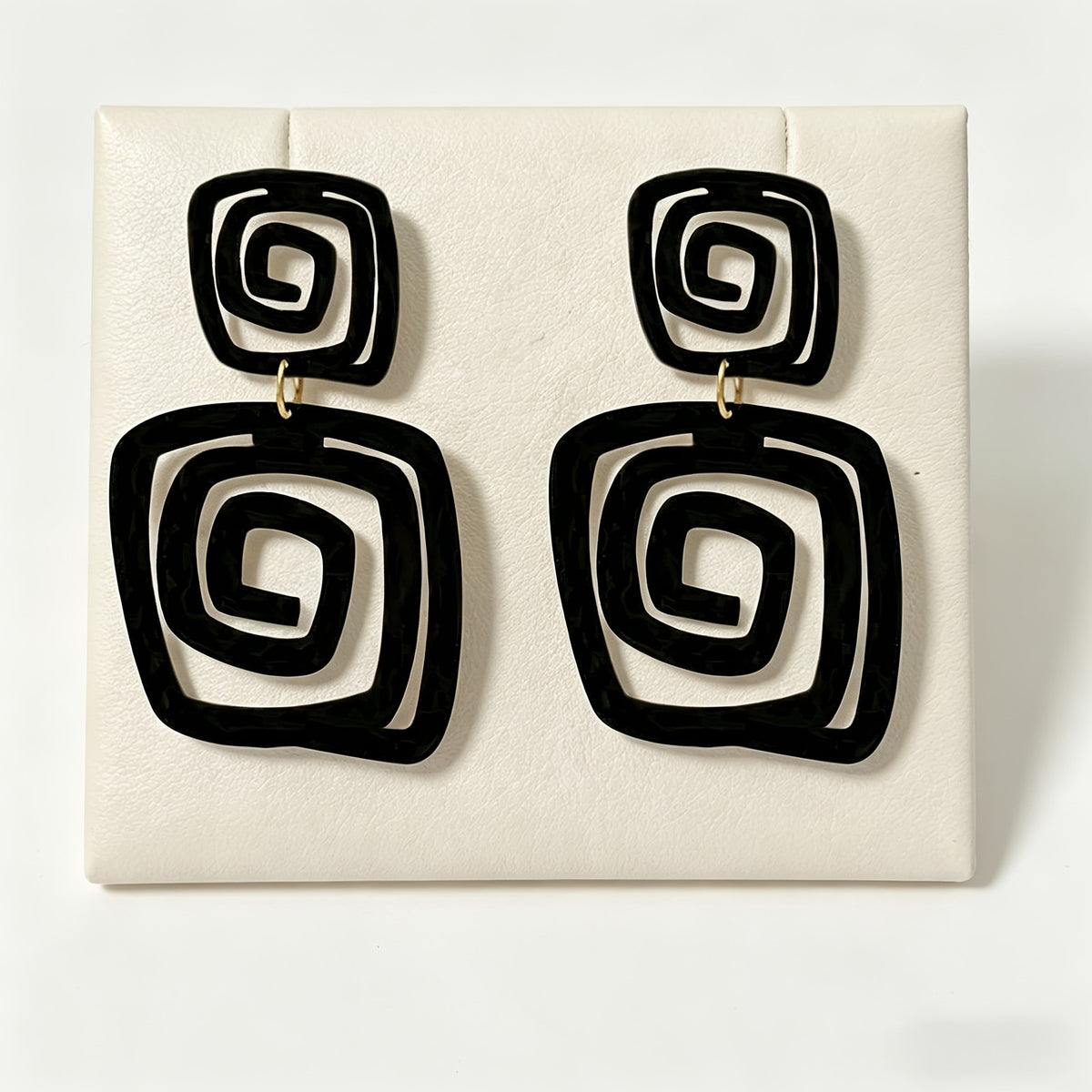 Vintage Black Geometric Spiral Earrings