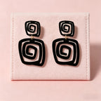 Vintage Black Geometric Spiral Earrings