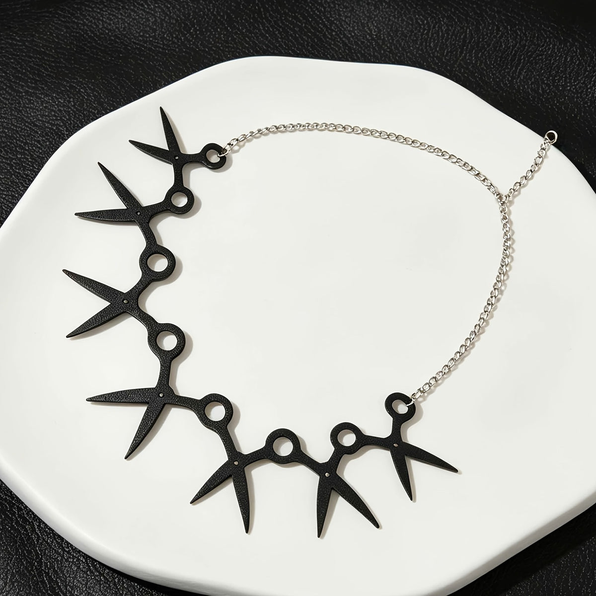 Gothic Black Scissor Link Necklace