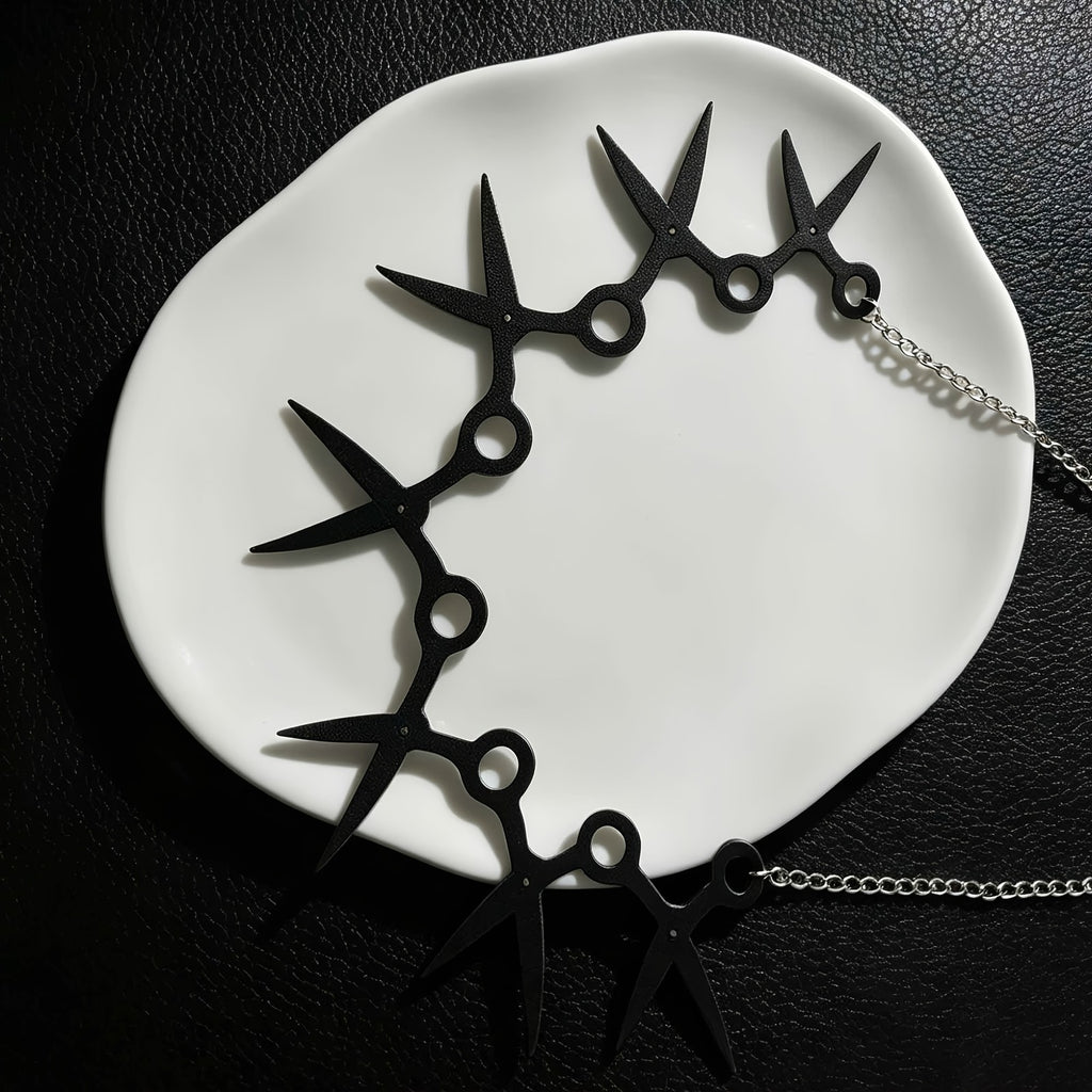 Gothic Black Scissor Link Necklace
