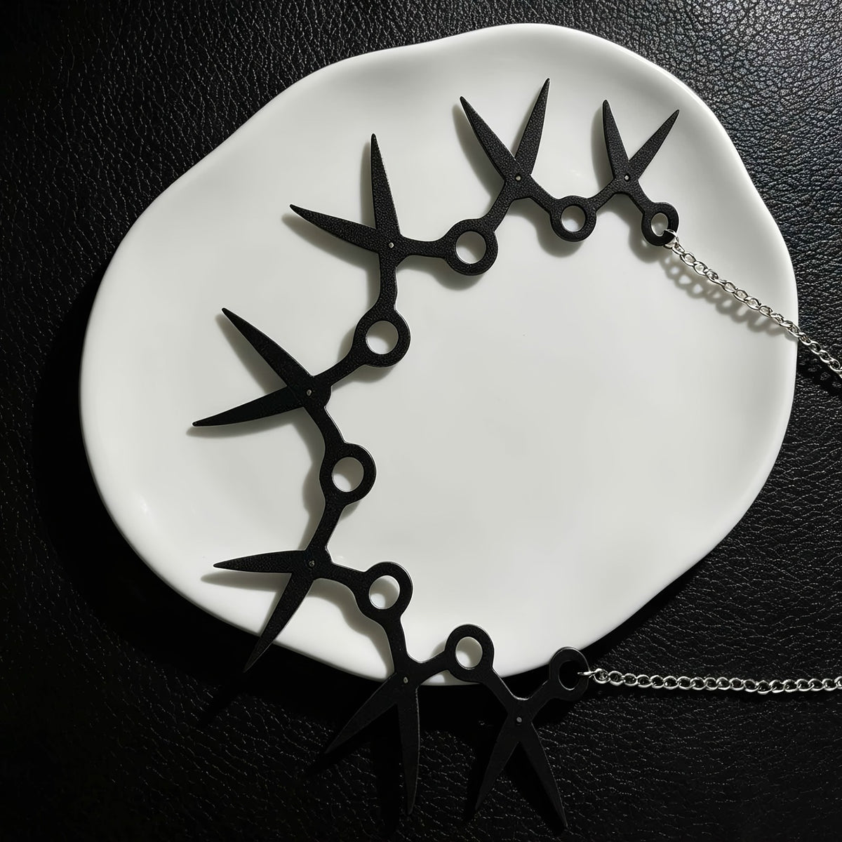 Gothic Black Scissor Link Necklace