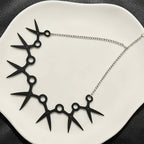 Gothic Black Scissor Link Necklace