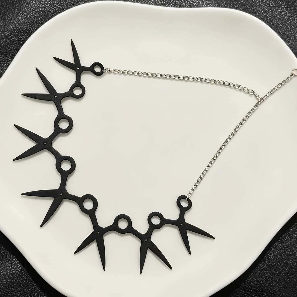 Gothic Black Scissor Link Necklace