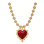 Vintage Red Heart Beaded Necklace