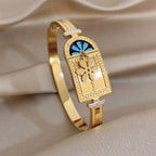 18k Vintage Floral Door Bangle Bracelet