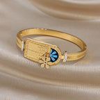 18k Vintage Floral Door Bangle Bracelet
