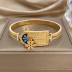 18k Vintage Floral Door Bangle Bracelet