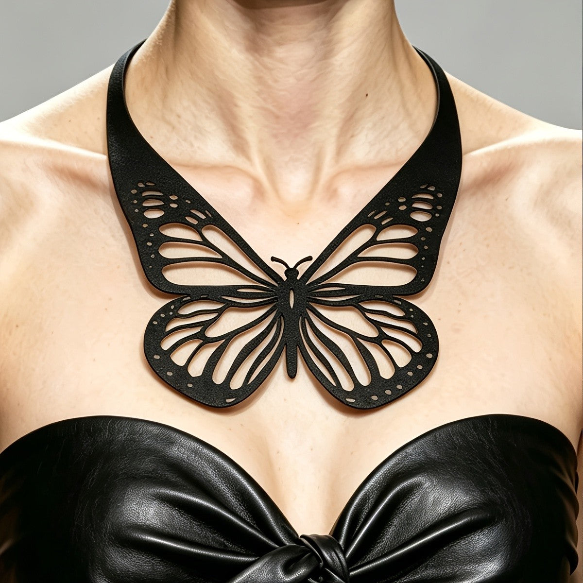 Black Hollow Butterfly Collar Necklace