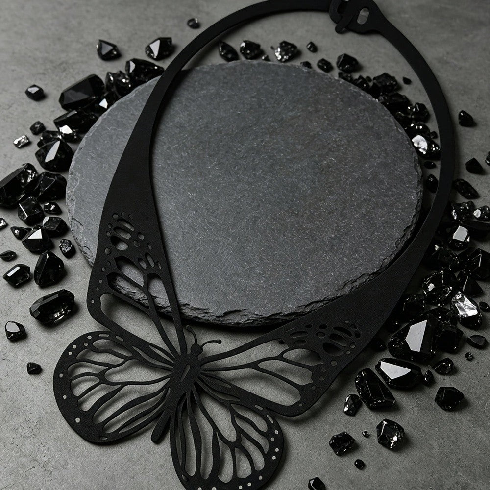 Black Hollow Butterfly Collar Necklace