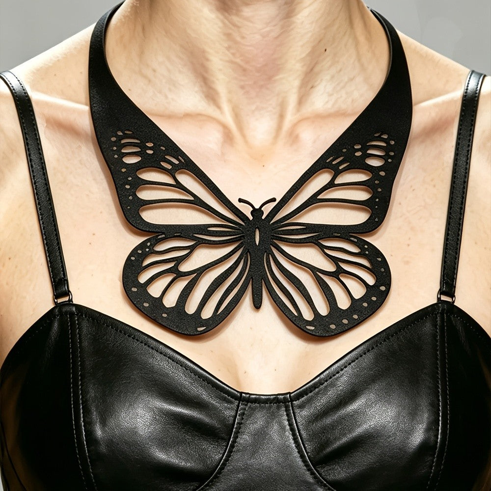 Black Hollow Butterfly Collar Necklace