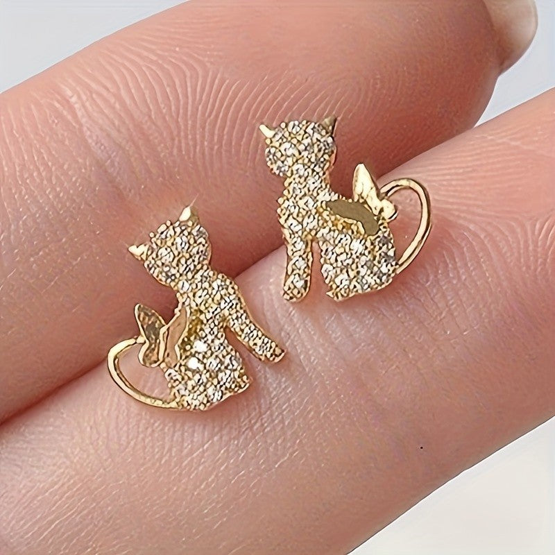 Pavé Cat Stud Earrings