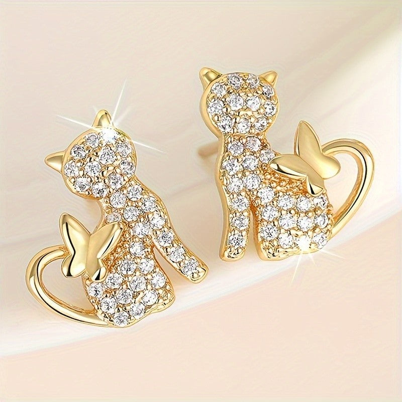 Pavé Cat Stud Earrings