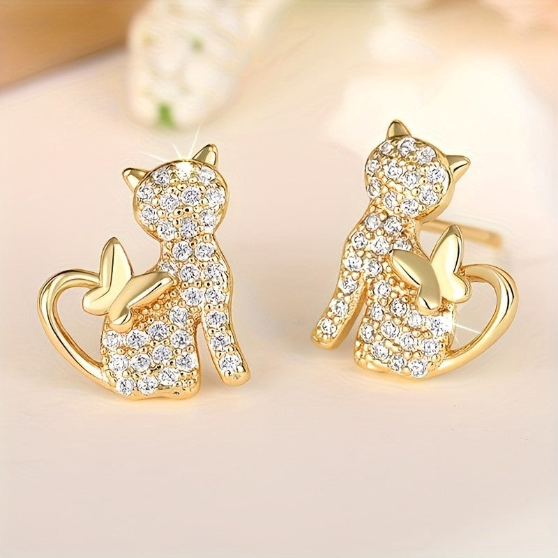 Pavé Cat Stud Earrings