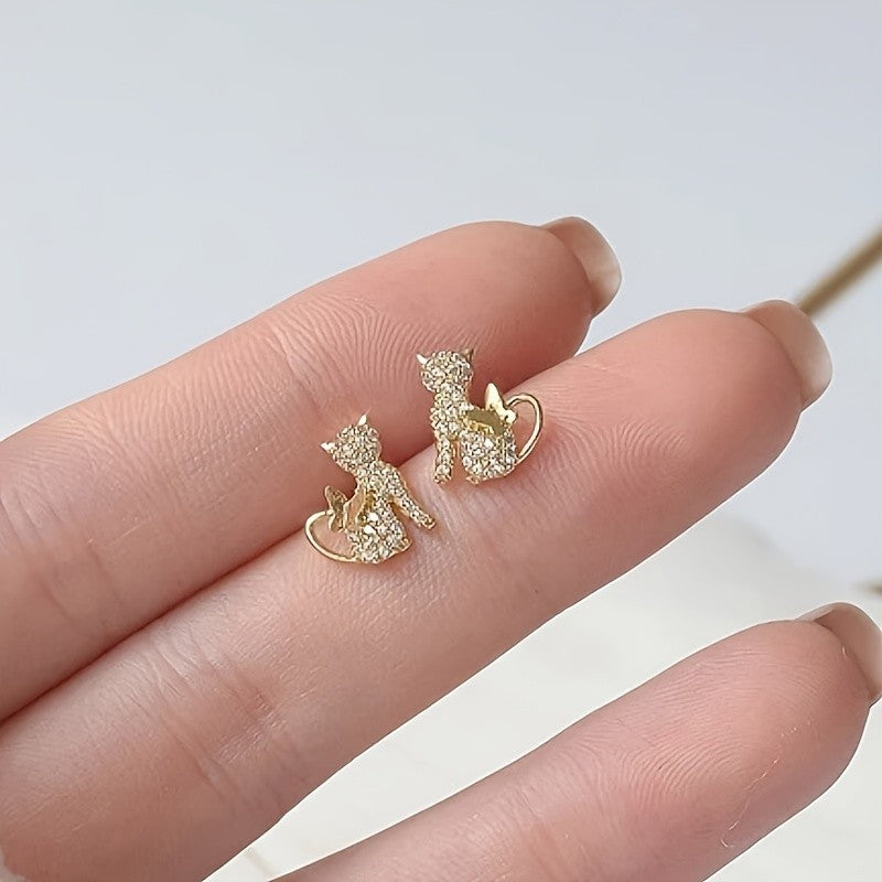 Pavé Cat Stud Earrings