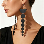 Asymmetric Gun Black Geometric Drop Earrings