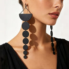 Asymmetric Gun Black Geometric Drop Earrings
