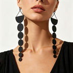 Asymmetric Gun Black Geometric Drop Earrings