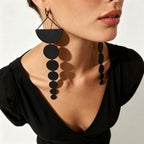 Asymmetric Gun Black Geometric Drop Earrings