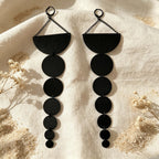 Asymmetric Gun Black Geometric Drop Earrings