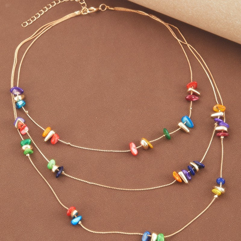 Multi-Layer Vintage Stone Necklace