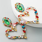 Asymmetric Multicolor Gemstone Heart Earrings