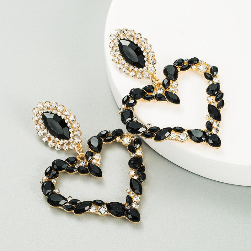 Asymmetric Multicolor Gemstone Heart Earrings