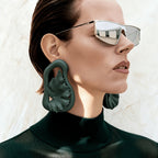 Asymmetric Olive Green Leaf Earrings