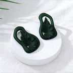 Asymmetric Olive Green Leaf Earrings