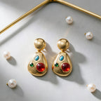 Vintage Teardrop Stone Drop Earrings