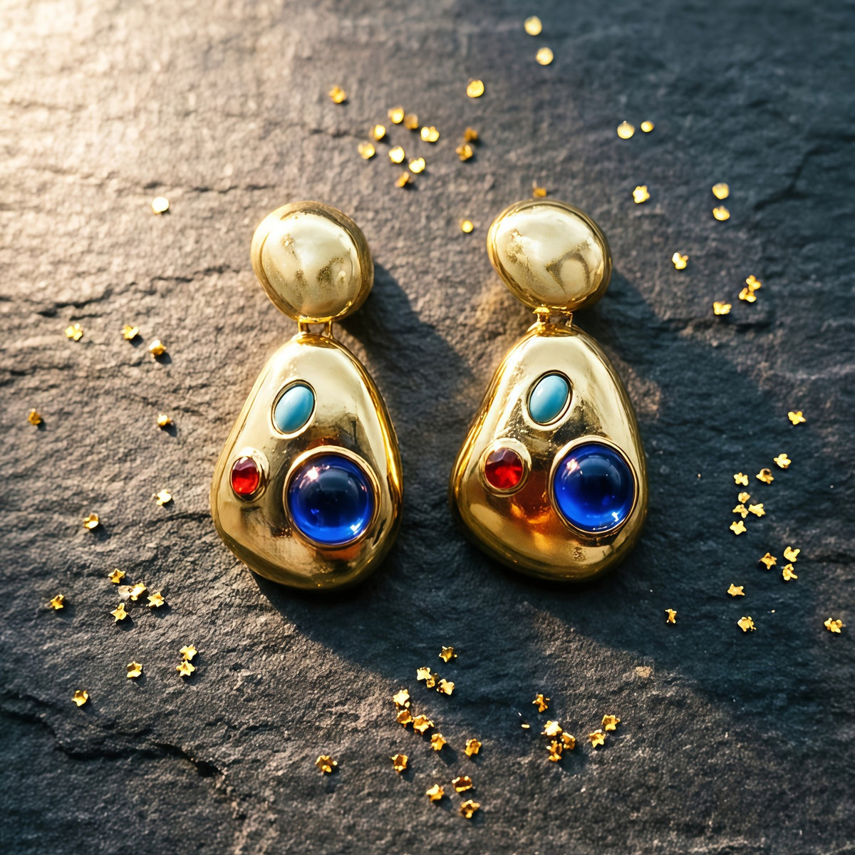 Vintage Teardrop Stone Drop Earrings