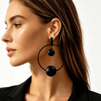 Geometric Hollow Hoop Double Sphere Earrings