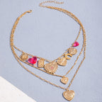 Multi-Layer Heart Sun Charm Necklace