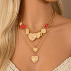 Multi-Layer Heart Sun Charm Necklace