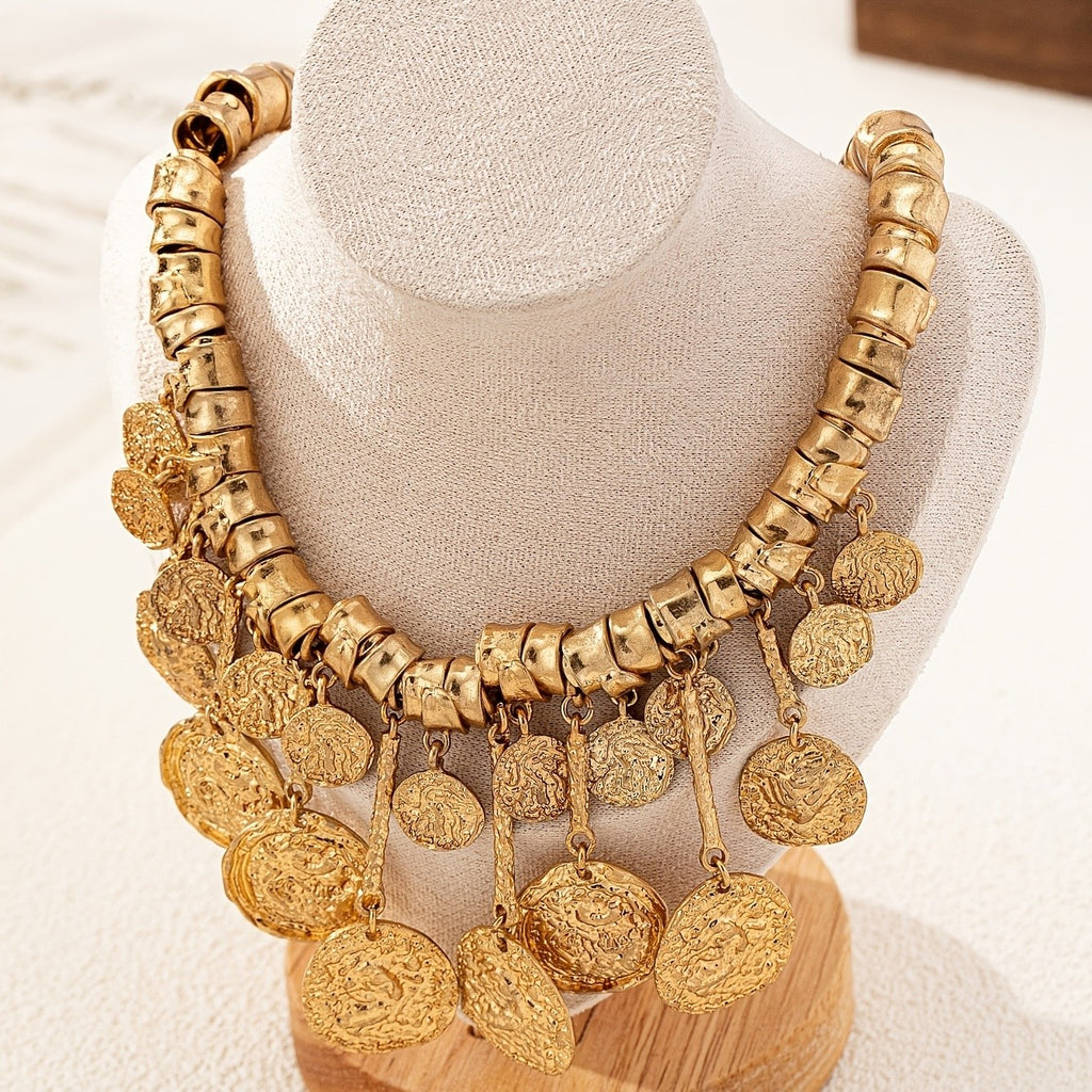 Vintage Coin Drop Collarbone Necklace