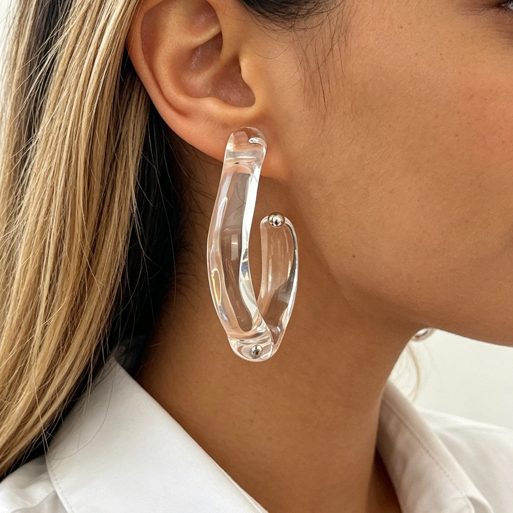 Irregular Transparent Resin Hoop Earrings