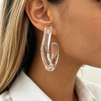 Irregular Transparent Resin Hoop Earrings