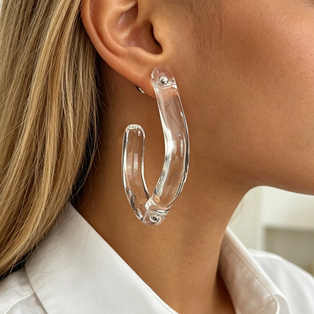 Irregular Transparent Resin Hoop Earrings
