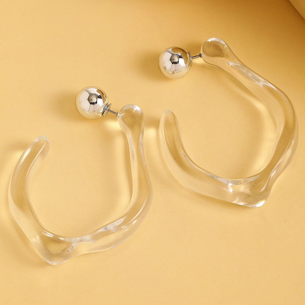 Irregular Transparent Resin Hoop Earrings