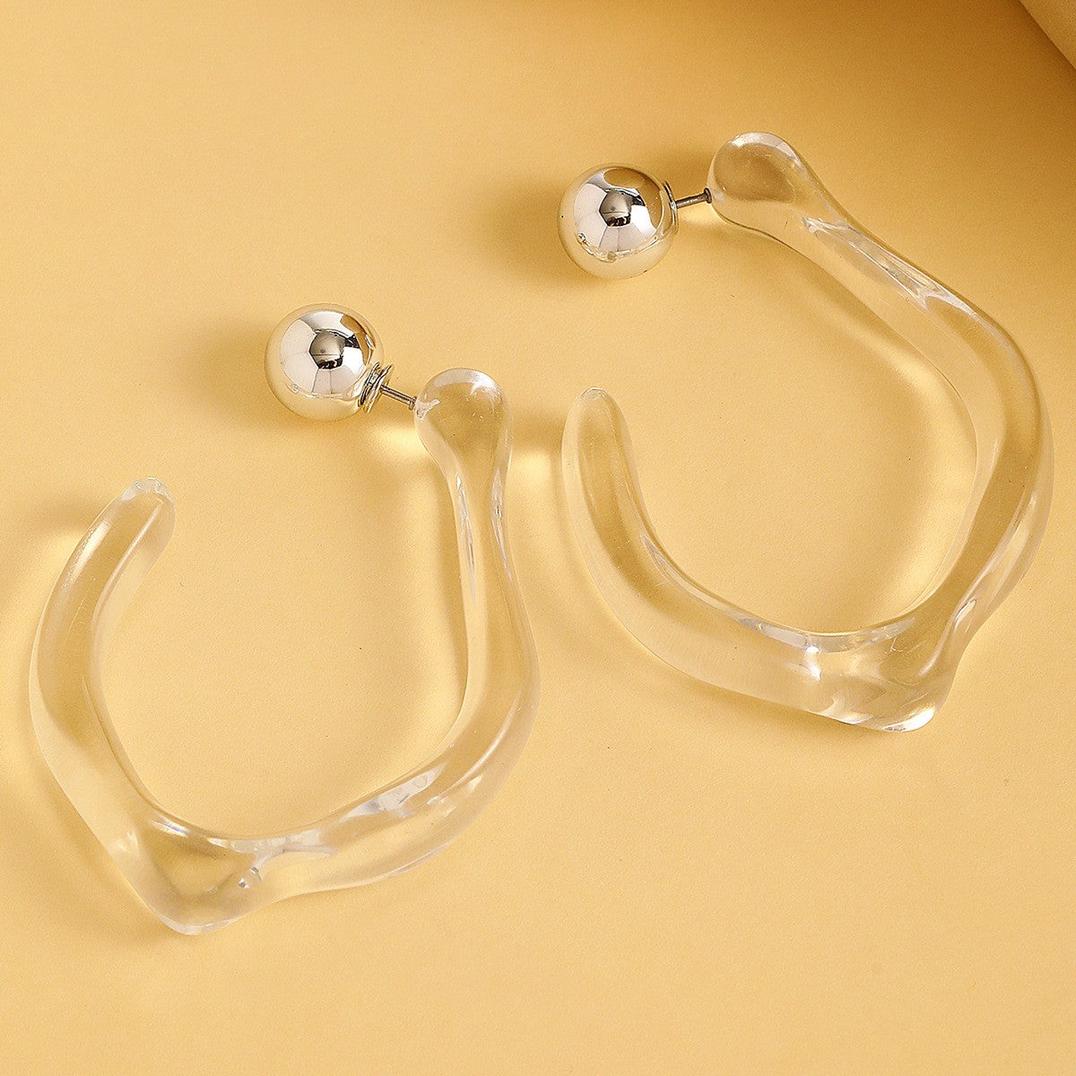 Irregular Transparent Resin Hoop Earrings