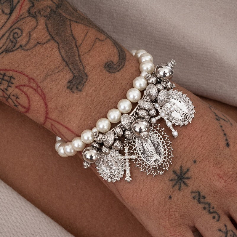 Vintage Pearl Charm Bracelet